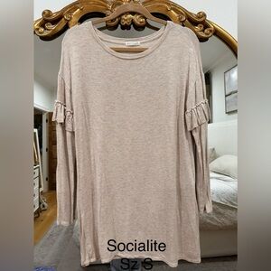 Socialite Cream Long Sleeve Top with Ruffle Detail